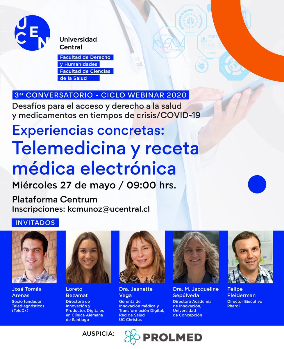 Prolmed's tweet photo. AHORA: Participa del webinar en vivo sobre Telemedicina y Receta Electrónica. Accede a través de este link: https://t.co/z1CDChEjGv https://t.co/bSlveZnOQ5