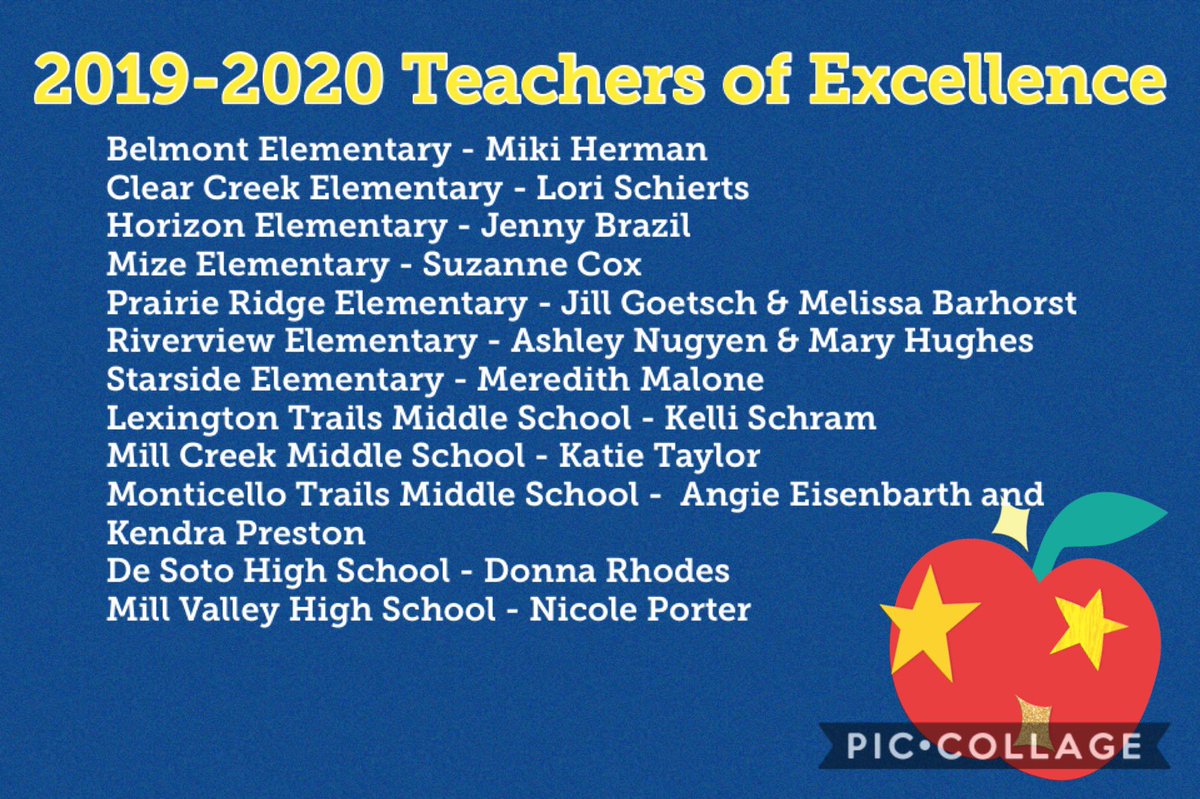 Congratulations to these Teachers of Excellence recently recognized by DTA, the De Soto School District &amp; the Education Foundation! This award honors teachers who go above and beyond for students and families. Winners were chosen by the staff they work with each day.