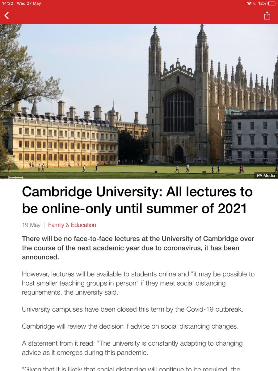 Without wanting to be overly critical of the media’s reaction to universities and the pandemic, I do want to encourage any offer holders or prospective applicants that follow this account to look into stories carefully before making any decisions about their future. (1/4)