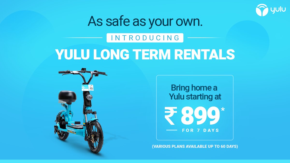 Yulu on Twitter: "@jevonit Hey. The price of Yulu Miracle Rental plan is  (Rs.899/week) and (Rs 99/day )for 16-45 days." / Twitter