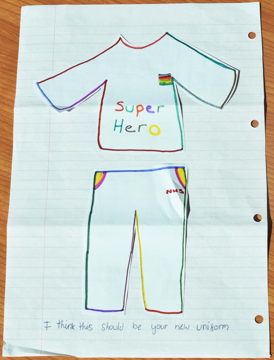 ✍️ This lovely thank you letter made our day! It's from Olivia, who just wanted say thank you to all our amazing staff ☺️👏 She also suggested a new uniform design🌈 💙