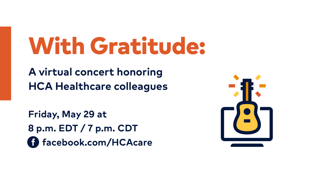 We’re proud to be a part of <a href="/HCAhealthcare/">HCA Healthcare</a> ! Follow 
HCA Healthcare's Facebook channel and tune in THIS Friday, May 29th at 8pm to listen to some of the biggest names in music honor our HCA Healthcare family. #WithGratitude #HealthierTomorrows #WeAreRedmond
