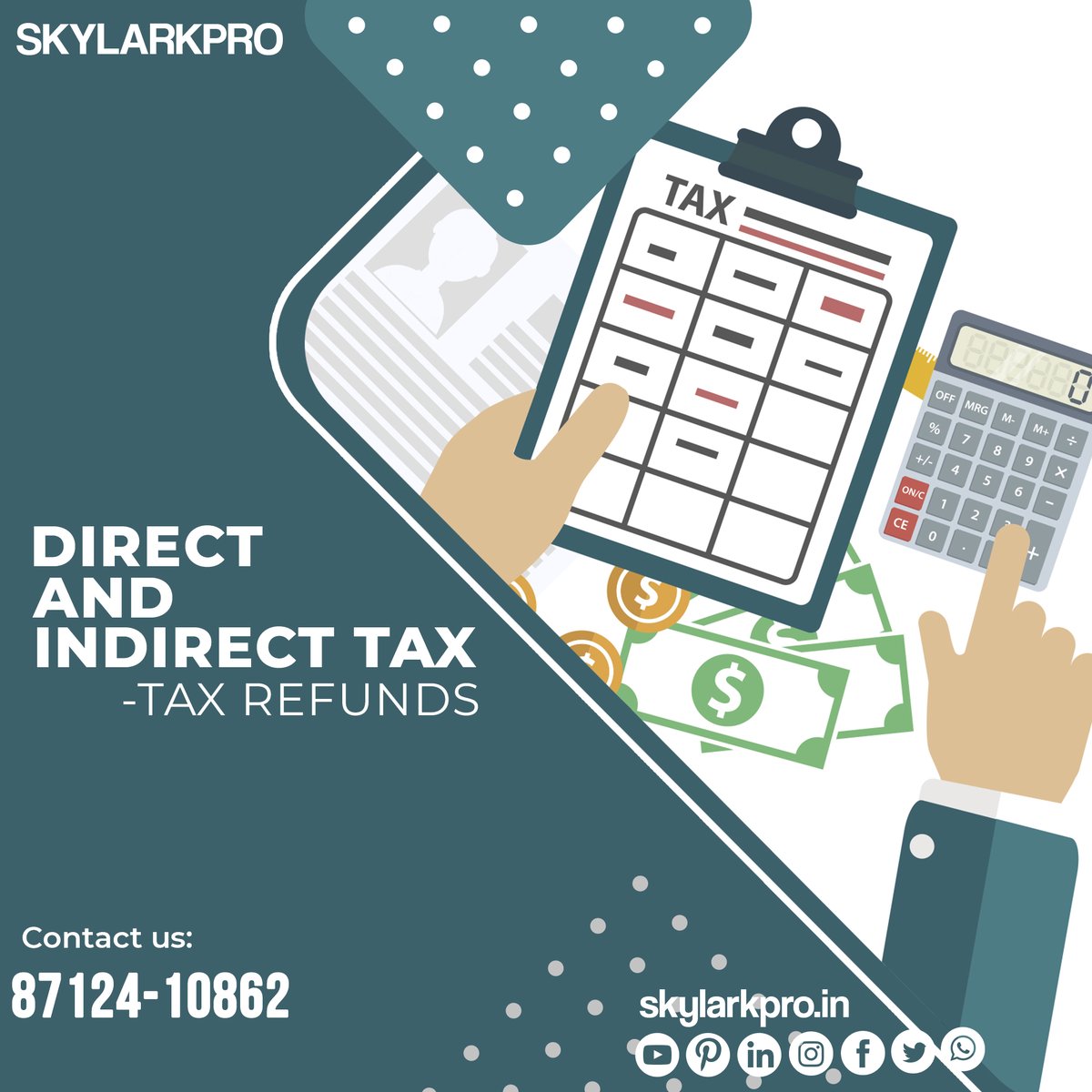 Skylark_Pro's tweet photo. TAXES and INDIRECT TAXES.
Talk to our Experts today! 
Call on 91 87124 10862
Visit our website at https://t.co/xuGQJw0Dch
email: compliance@skylarkpro.in

#directtaxes #indirecttaxes #taxation #incometax #indiantaxation #indiantax #taxslabs #taxexemption #taxfree #salestax #gst https://t.co/HYPqidwYfV