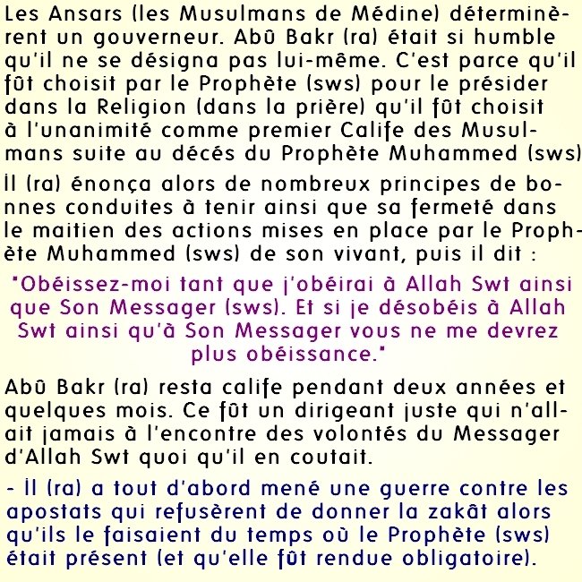 Un court récit sur le Calife Abû Bakr as-Siddîq (ra)3/3