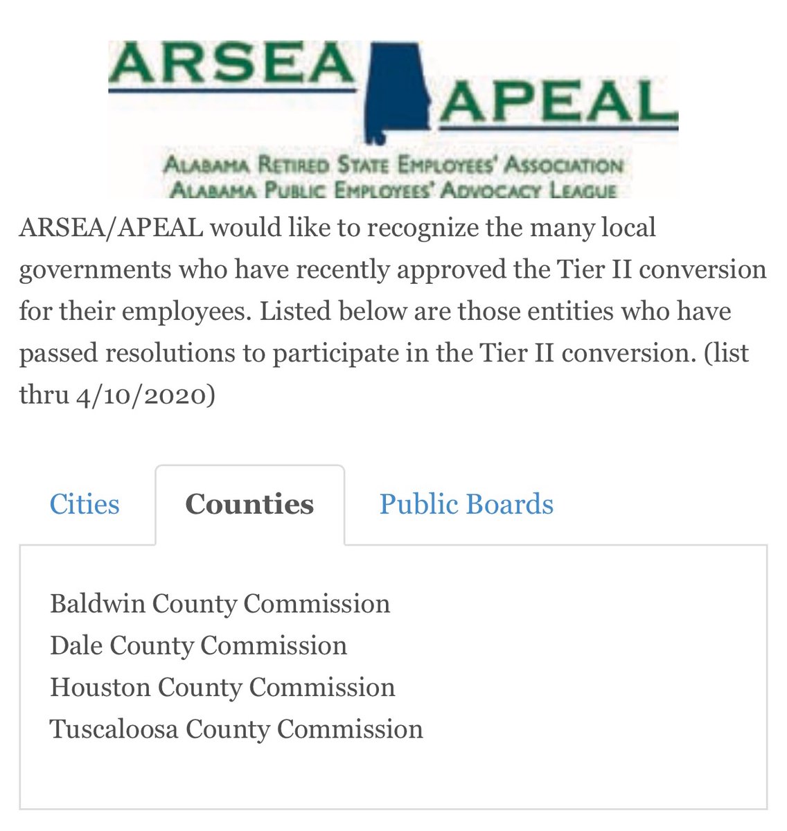 Dale County Commission taking care of their employees by passing a Resolution for all employees to have Tier I retirement benefits.