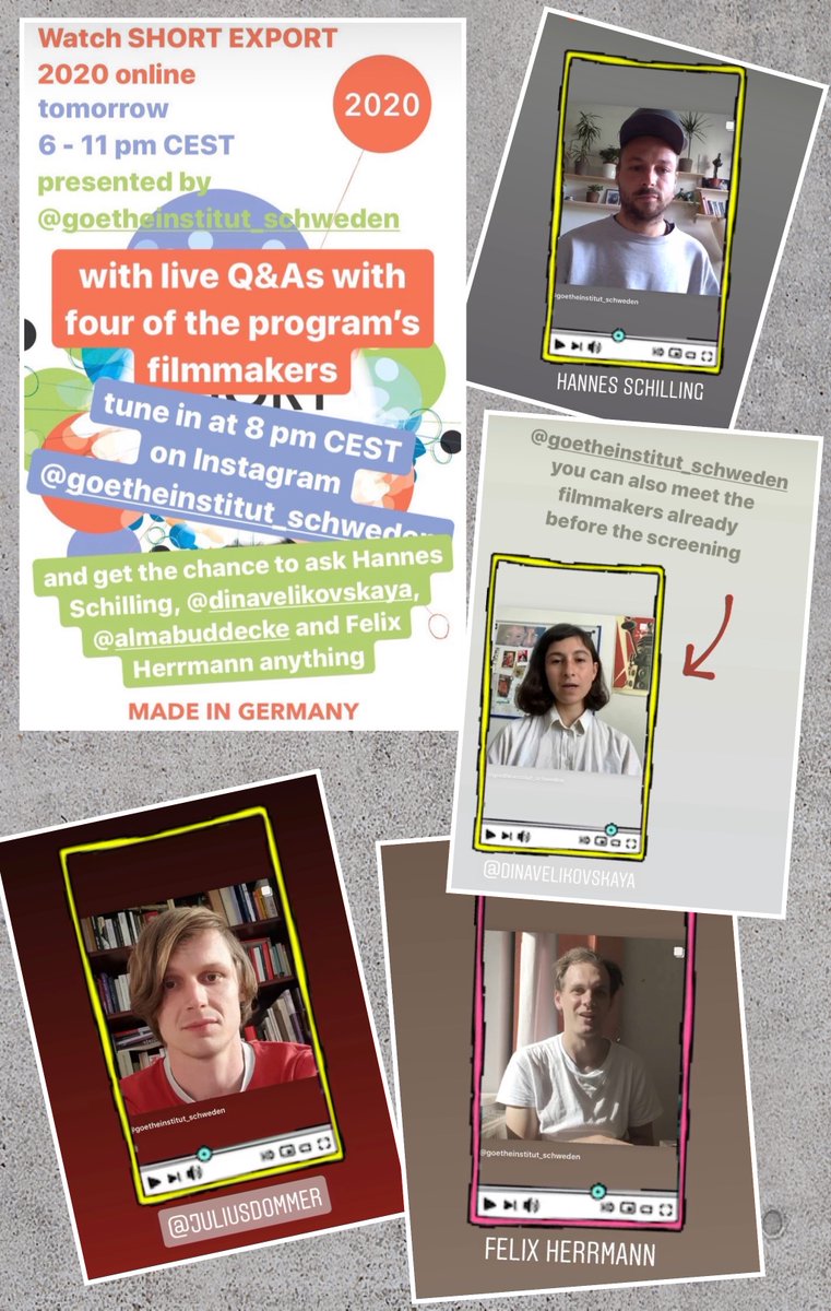 FilmfestDresden's tweet photo. #Tipp Schaut heute mal um 20 Uhr beim #InstagramLive  Talk des schwedischen @goetheinstitut vorbei - dort sprechen 4 Filmschaffende über Ihre #Kurzfilme. U.a. dabei Hannes Schilling DER PROBAND vom #ffdd19. 👉https://t.co/B7qVfOj626 https://t.co/11LajkVy5S