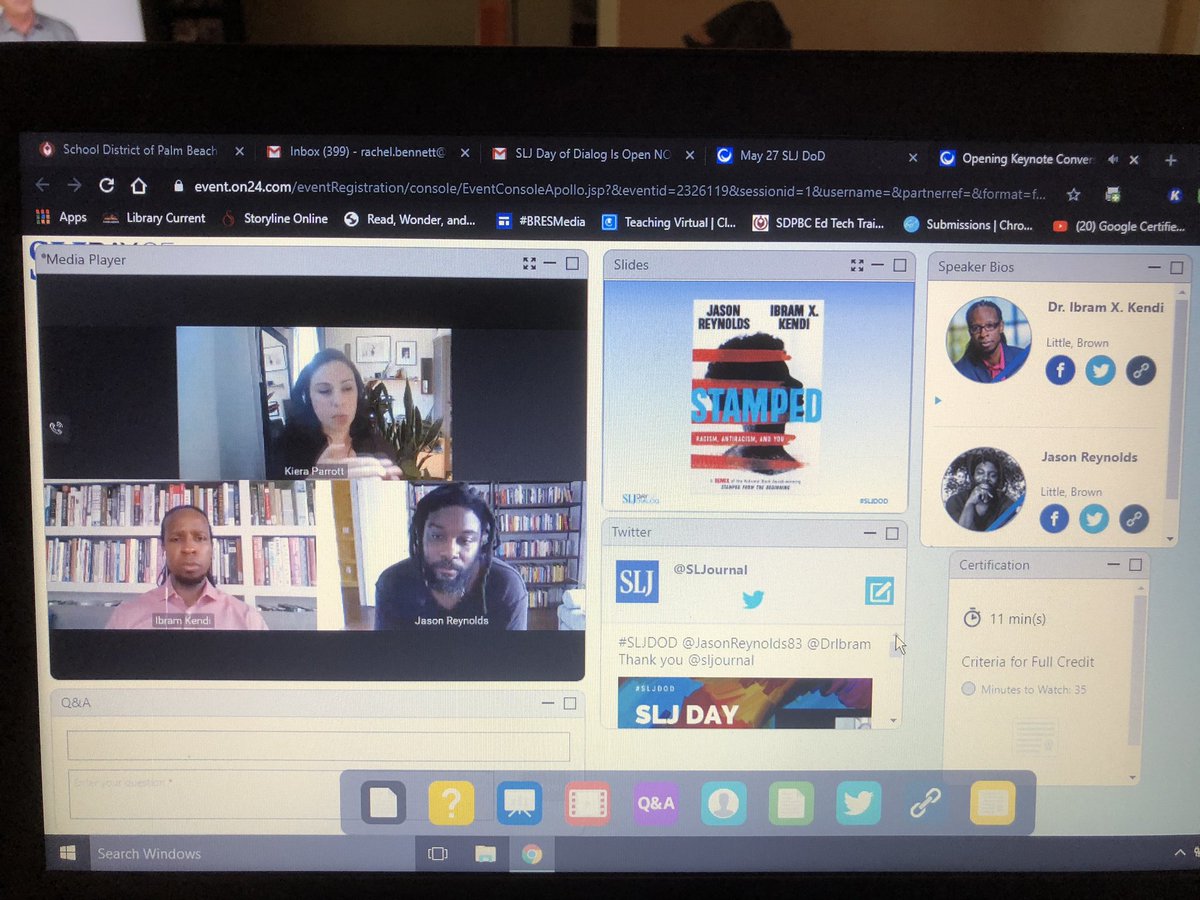 MrsBennettReads's tweet photo. Timely keynote by @JasonReynolds83    @DrIbram not racist vs anti-racist. @sljournal #sljdod SLJ Day of Dialog #PBCSDVirtualSchoolLibrary #SharePBCSD #BRESMedia https://t.co/I7qsQQjeo1