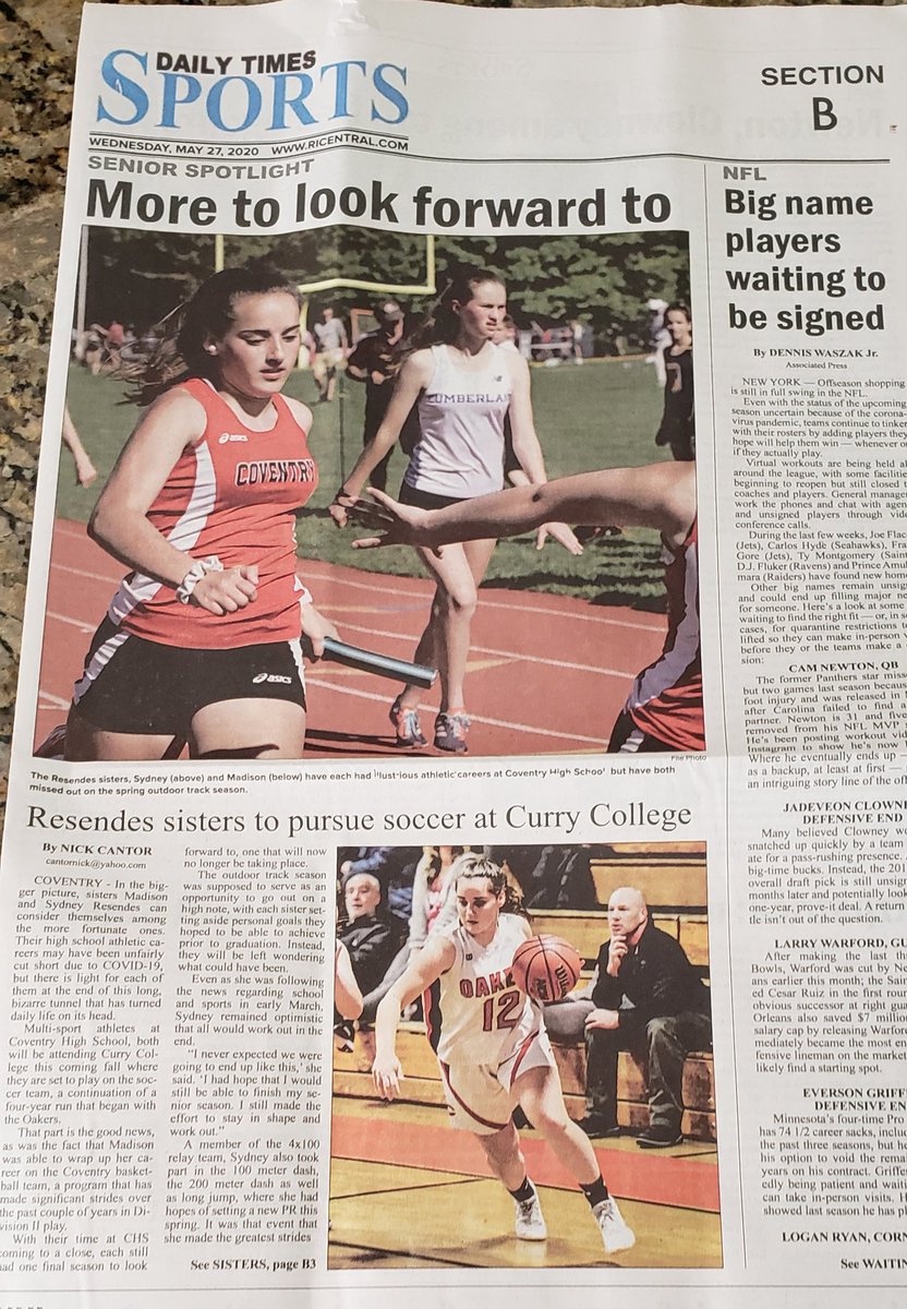 Another CJ Senior front page!! Way to go SYD and Maddie..Both are heading to Curry and Sydney is pursuing CJ. BTW although not enrolled in CJ, I think Maddie had perfect attendance for daily CJ visits. 
<a href="/CoventryOakers/">Coventry High School</a> 
<a href="/Senyass2020/">CHS Class of 2020</a> 
<a href="/coventrycareer/">Regional Career & Technical Center</a>