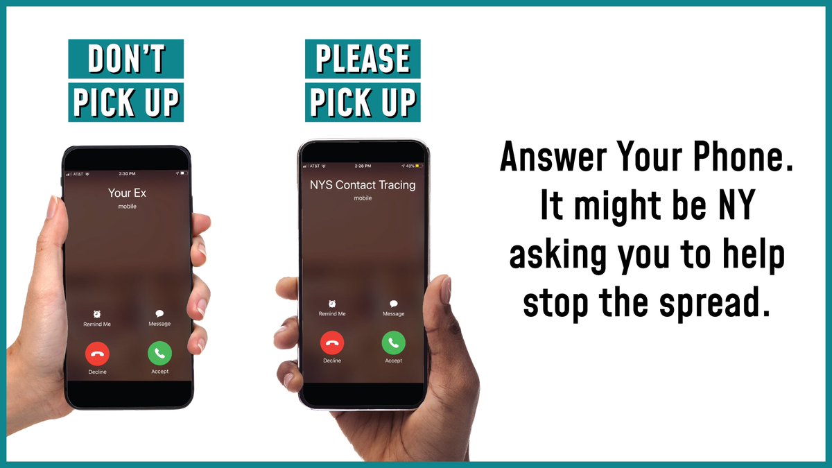 When you get a call from NYS Contact Tracing — pick up your phone. Stop the Spread. Save Lives.