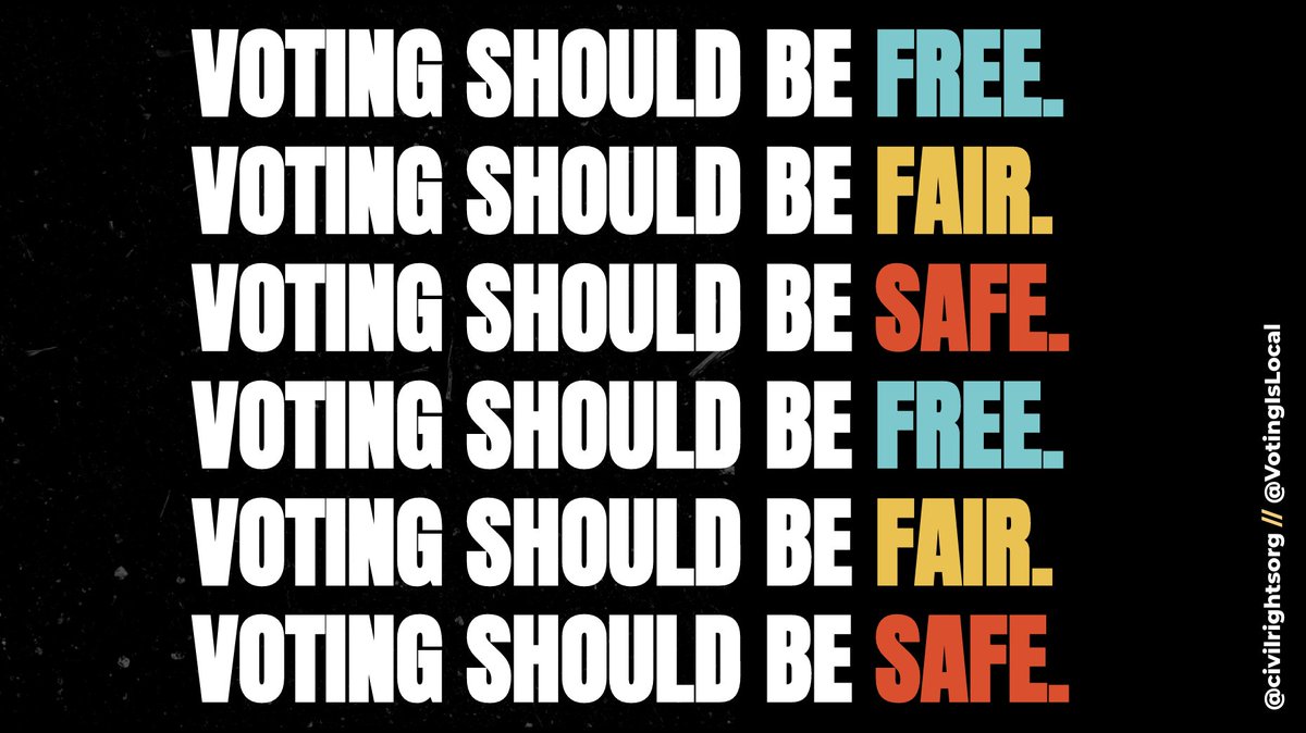 The graphic has three sentences that are repeated two times: "Voting should be free. Voting should be fair. Voting should be safe."