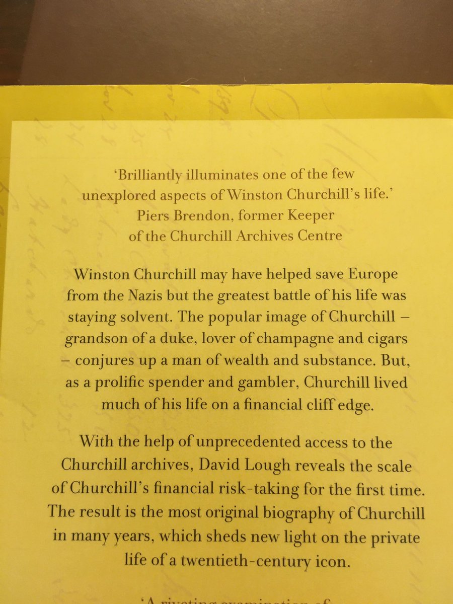 Suggestion for May 27 ... No More Champagne: Churchill and His Money (2015) by David Lough.