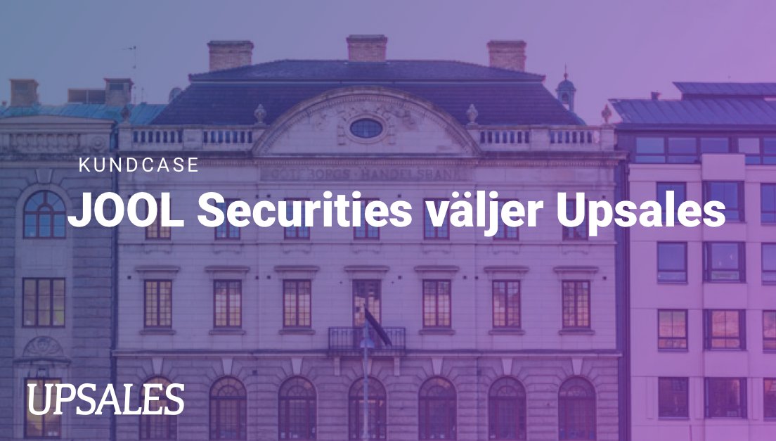 “Blixtläget i Upsales ger oss all information vi behöver i en och samma vy, vilket är en stor fördel och något som vi inte sett i andra CRM-system vi utvärderat.” - Fredrik Löfnertz, CEO JOOL Securities. Läs vårt senaste kundcase med JOOL Securities.

upsales.com/sv/kunskapsban…