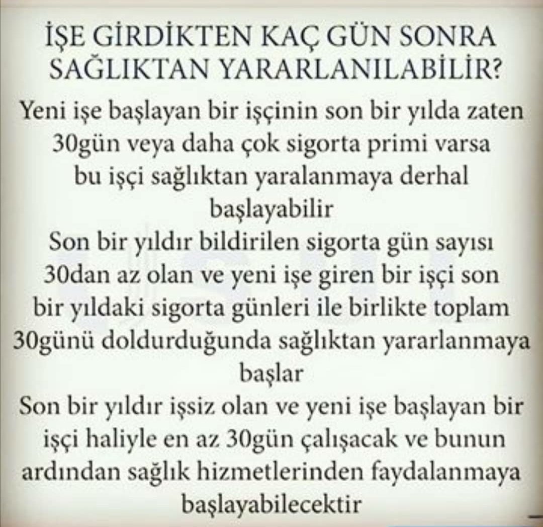 İşe girdikten sonra sağlıktan yararlanma hususunda;
<a href="/MuhasebeBT/">Muhasebe Bilenler</a> 
#mbt_Avan