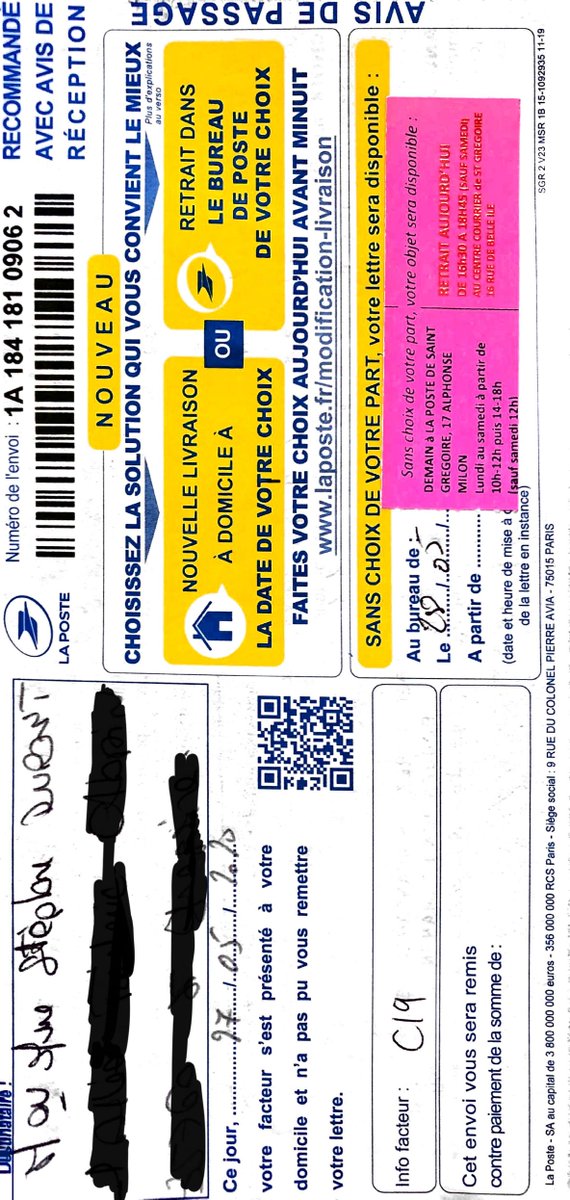 stdupont_sdca's tweet image. Bonjour @lisalaposte @GroupeLaPoste, ça serait trop de te demander de descendre de ton destrier et de venir frapper à la porte pour remettre le courrier, on était 5 à la maison en télétravail quand tu es passée, on t&apos;a même entendue
C&apos;est du gros foutage de g... 😡🤬