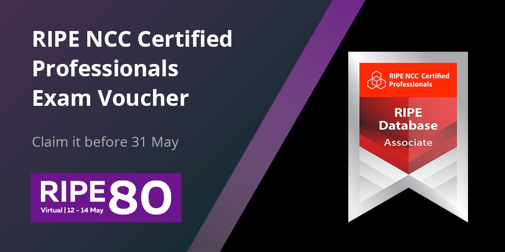 ripemeeting's tweet photo. The Virtual Goodie Bag might be closed, but if you were at #RIPE80 you have one last chance to claim a RIPE NCC Certified Professionals exam voucher and #getcertified! Claim your voucher using this form:
https://t.co/sf6eDdK1tn https://t.co/UxROiZKqaq