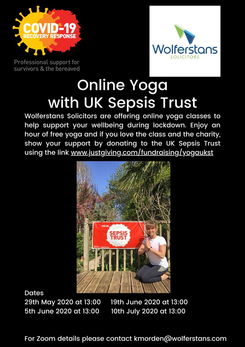 Wolferstans's tweet photo. Join us for Yoga and help raise vital funds for survivors of Covid 19 and bereaved families
@UKSepsisTrust 
#JustGiving 
#WellBeing
#RecoveryResponse https://t.co/IZUfAFYEFW
