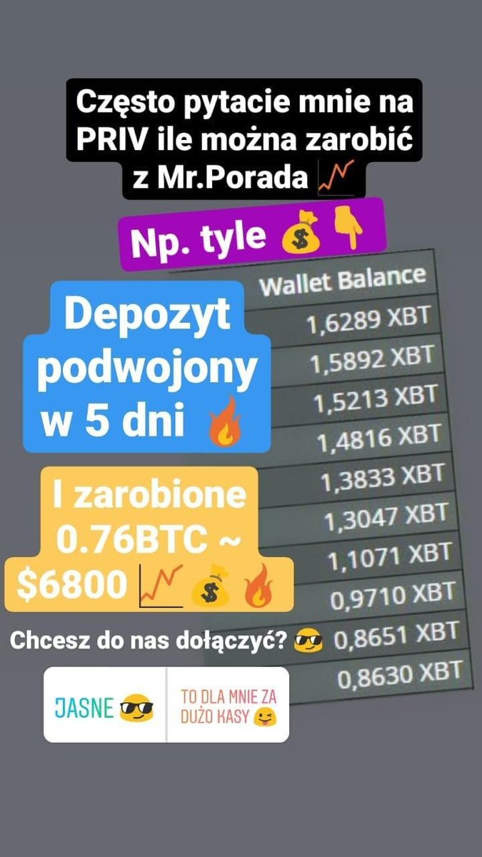 dkrawczykXXI's tweet photo. Depozyt podwojony w 5 dni 🔥
I zarobione 0.76 BTC = $6800 💎💰
Takie rzeczy tylko z MR.Porada 😎💪🏼
Szczegóły znajdziesz na mojej stronie 👇
https://t.co/EKqCB3cdrA https://t.co/j58fPo8X2I