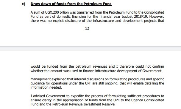 Zengwehub's tweet photo. In FY 2018/19, UGX 200,000,000,000 was transferred from the petroleum fund to the consolidated fund. however, there was No disclosure of the infrastructure and development projects that would be funded from these petroleum funds.

(2019 Auditor General's report) https://t.co/IXraVHZJo5