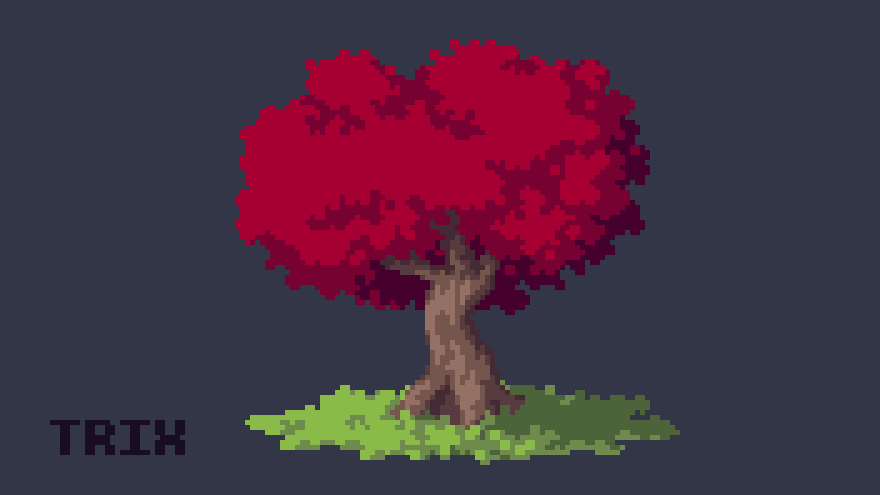 Today I'm borrowing  @Trixelized's technique.Did the leaf mass using the spraying tool and had a really fun time with it. There wasn't too much detailing needed after that since it already had a nice fluffy shape. #pixelart  #dailytree  #travel