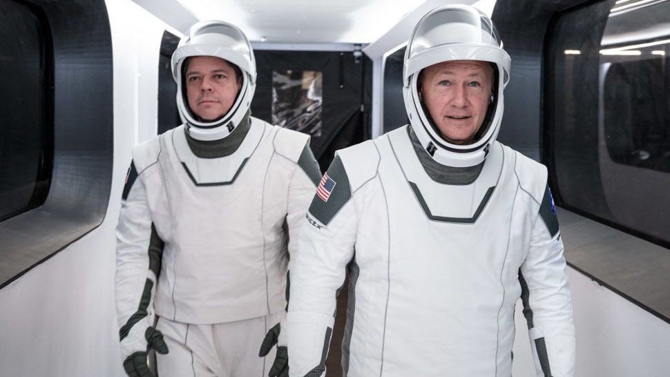 The astronauts will look less “pumpkin” and more fashion for this launch debuting SpaceX’s snazzy new spacesuits. The helmet is 3D printed and each one is custom to each astronaut. They’ll only be used to protect against a possible decompression during launch and not for EVAs
