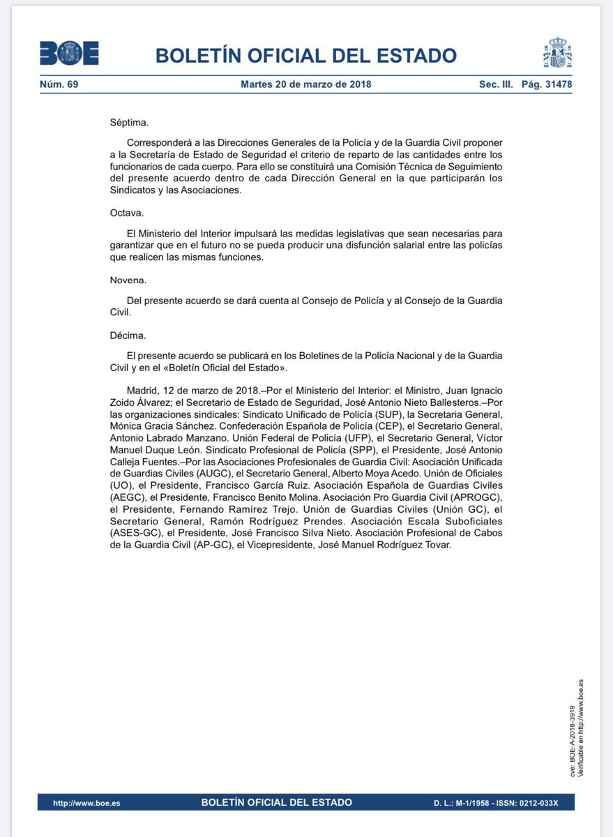 zoidoJI's tweet photo. Dice Grande-Marlaska que cuando él llegó al Ministerio sobre el acuerdo de equiparación salarial no había “acta de reuniones, documentos presupuestarios ni calendario”. A lo mejor no le parece suficiente este acuerdo detallado y publicado en el BOE el 20 de marzo de 2018. https://t.co/jvWAyCCTX6