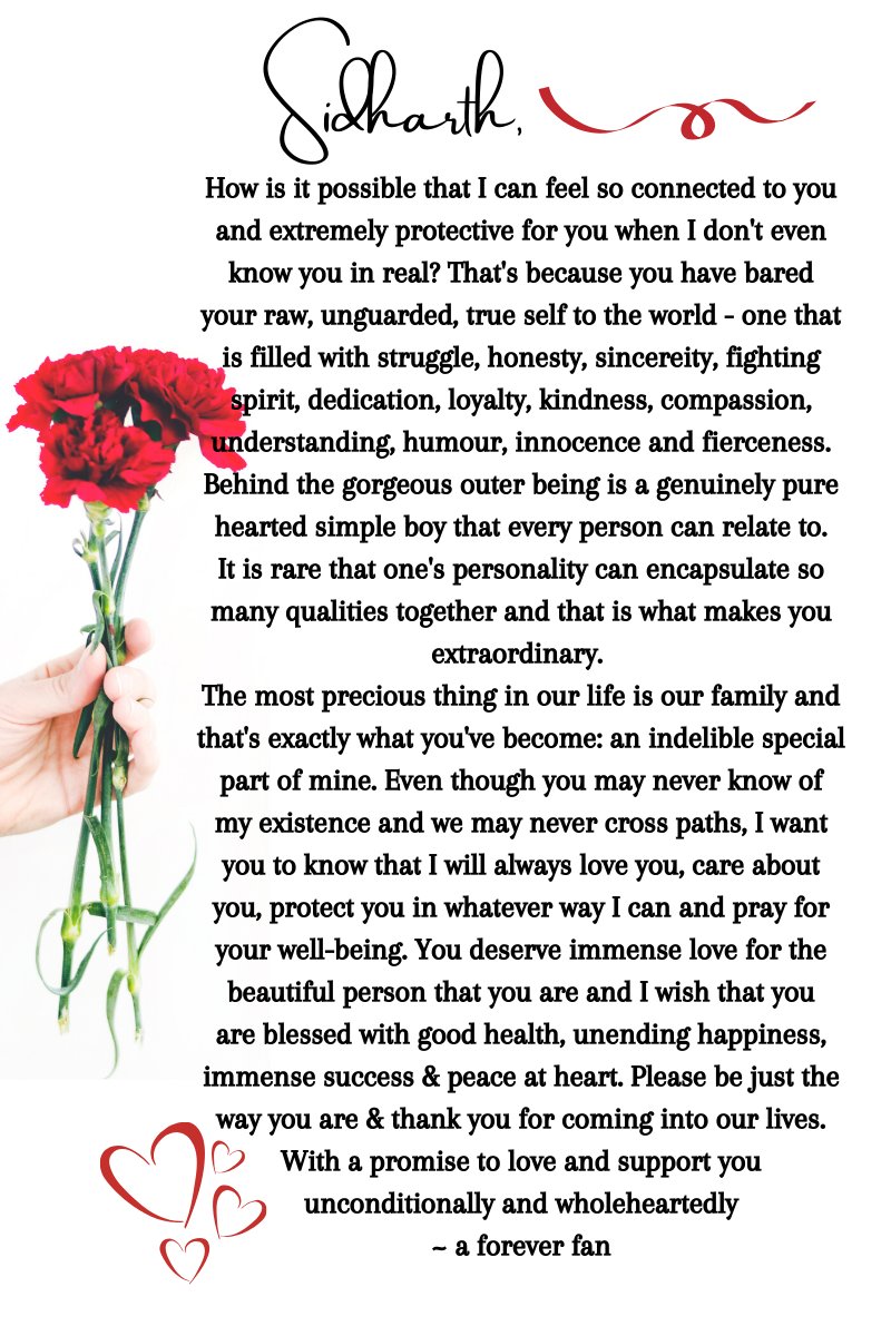 This hearty note is from  @sulachi11 She is one of the most generous one out here @sidharth_shukla reading this, you'll know what place you've made in our lives..