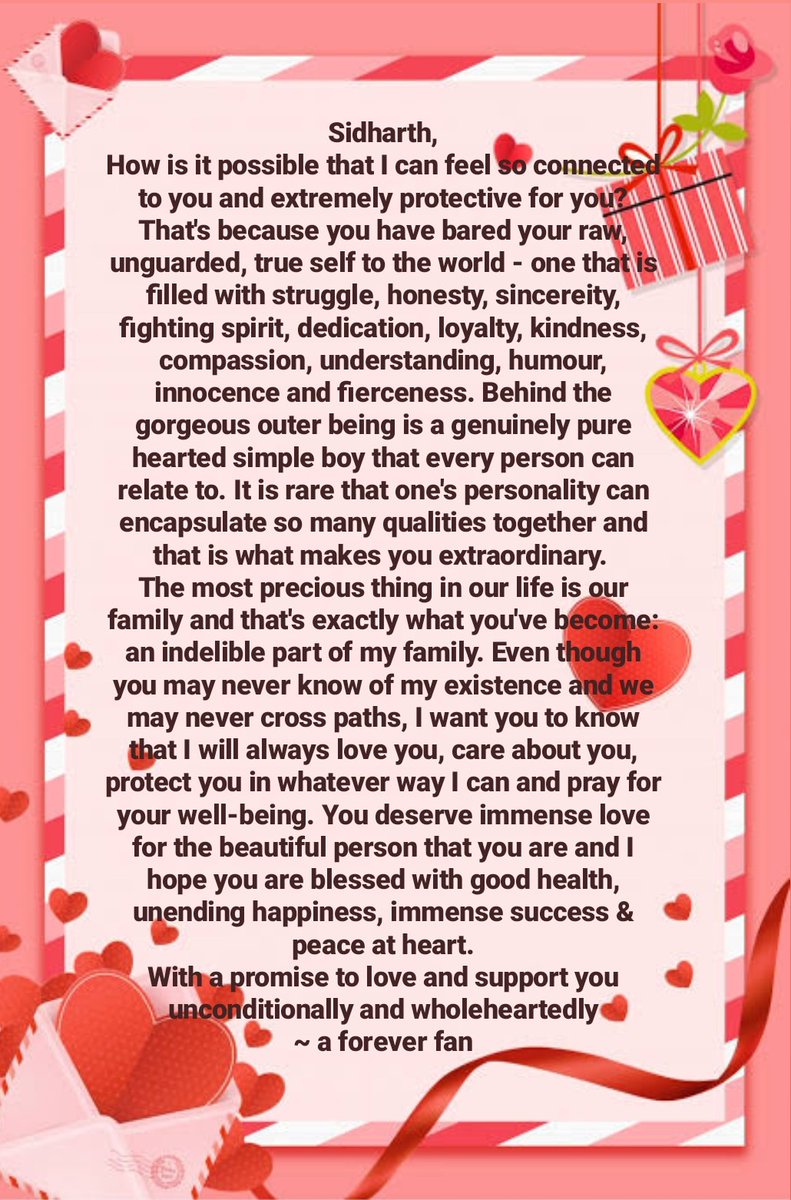 This hearty note is from  @sulachi11 She is one of the most generous one out here @sidharth_shukla reading this, you'll know what place you've made in our lives..