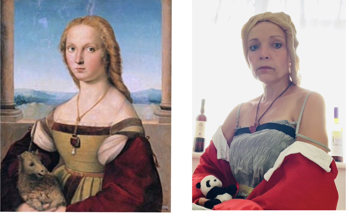 This is it...my last one 😳 Day 50 of the #betweenartandquarantine #tussenkunstenquarantine challenge and I have had an absolute blast! I give you Raphael (Raffaelo Sanzio)’s Portrait of Young Woman with Unicorn. Bit short of unicorns (and pillars 😏) round these parts.