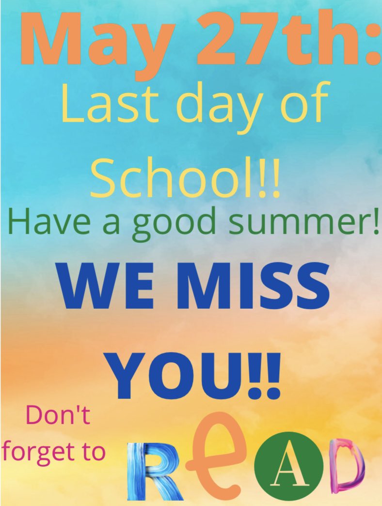 gmslibrary2's tweet photo. You all made it! Congratulations! Have a great (and safe) summer and KEEP READING! 😊#WarriorUp @gmswarrior @GoshenLocal https://t.co/qjp5eQ68A4