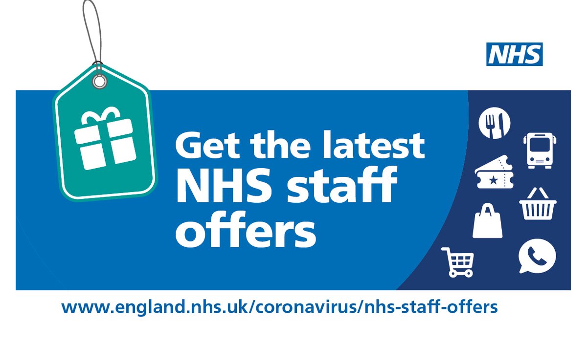 NHSEngland's tweet image. NHS staff have received so many generous offers from businesses wanting to show their appreciation and say #ThankYouNHS — discover discounts on food, travel and accommodation for #OurNHSPeople at england.nhs.uk/coronavirus/nh…. 👏 💙