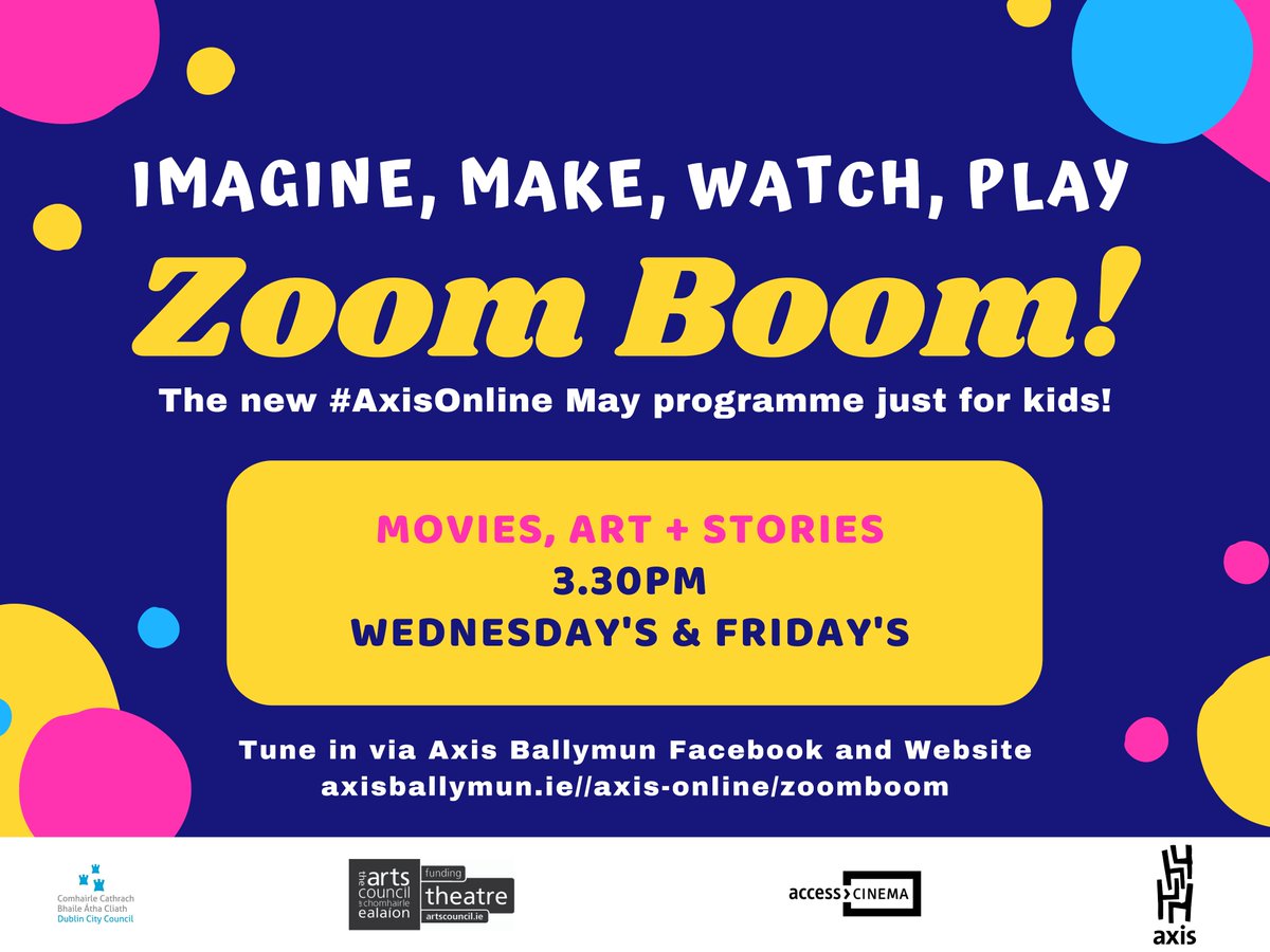 axisBallymun's tweet photo. We love Wednesdays! Why?
#AxisOnline something for all ages & interests
#TheWindyLady๐ต๐ฐ created by @PomBoyd in partnership with #AxisBallymun & @BealtaineFest
#ZoomBoom ๐๐บ with Aifric & Friends ๐จ๐คฉ
#TheAxisChats ๐ญ๐ค๐ฌwith legendary @stevethewall
https://t.co/U5dfCNledd https://t.co/aNKWGl1XSJ