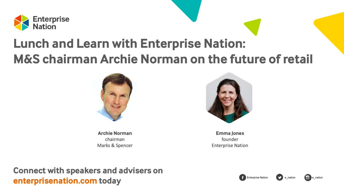 Today's Learn and Learn webinar is  @marksandspencer chairman Archie Norman on the future of retail.We'll share some insights here.