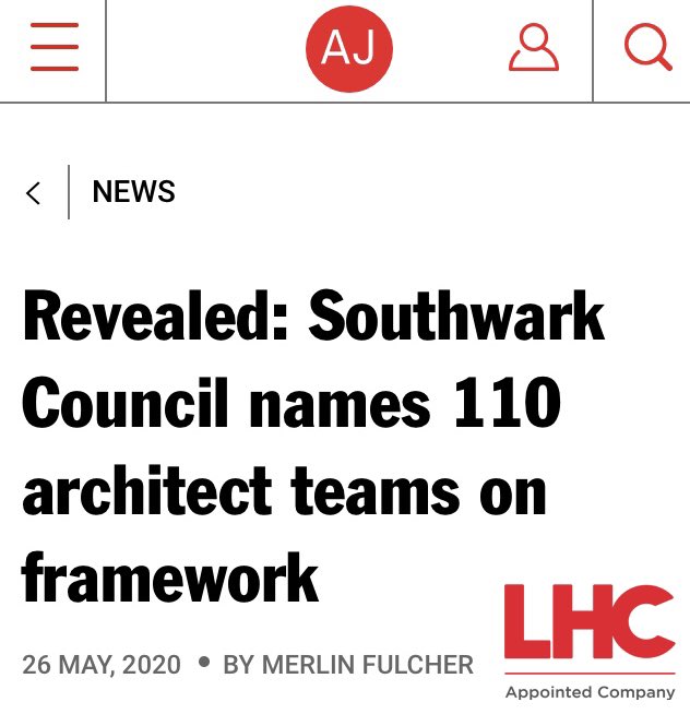 Thank you @southwarkcouncil we’re very pleased to have been awarded a place on the just announced Architecture Framework within the New Design group for smaller and emerging practices. Congratulations to all the other brilliant practices #lhc #southwark #publicprojects