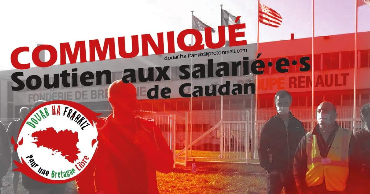DouarHa's tweet photo. Douar ha Frankiz présente son soutien total aux employé.e.s de Caudan et d'ailleurs, indignement négligé.e.s tant par le patronat que par l'Etat.
Communiqué:
https://t.co/OBfL5A4tRo
#Caudan #FonderieDeBretagne #Bzh #Stourmomp https://t.co/CmTDeIF4uh