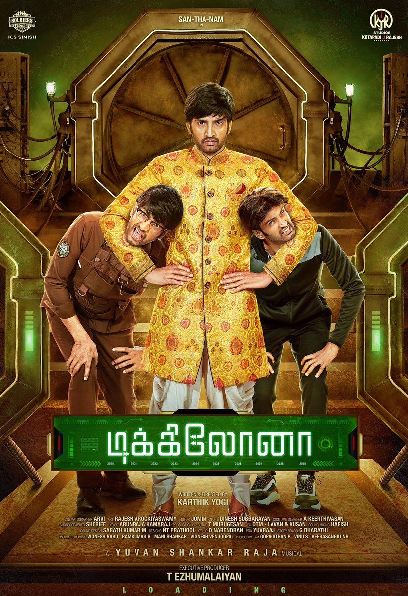 Double trouble kelvi patrupeenga! Here’s triple trouble... The funniest trouble! 😂 #DikkiloonaFirstLooks - Look No.1 is here! #Dikkiloona #DikkiloonaGameStarts @iamsanthanam @karthikyogitw @thisisysr @SoldiersFactory @AnaghaOfficial @KanchwalaShirin @twitavvi @J0min