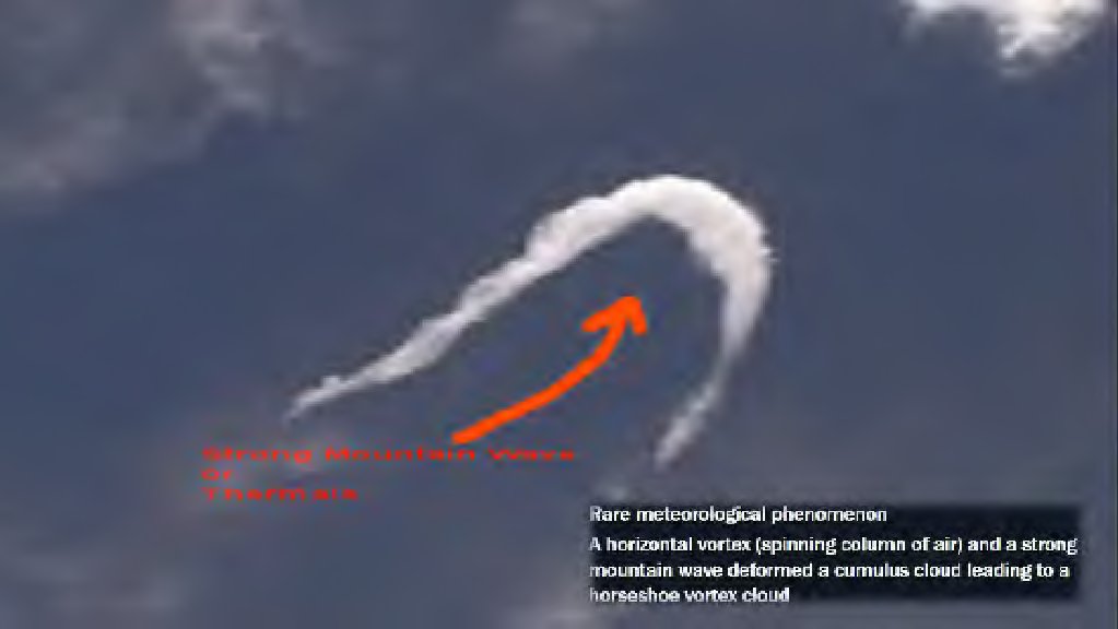 A rare cloud formation appeared on Saturday, May 23, 2020 in the sky of Crete, in Palaikastro, Sitia. #Horseshoe_clouds form when a cumulus cloud passes over a thermal updraft. or mountain wave . The updraft rises faster in the middle of the cloud, stretching it higher.