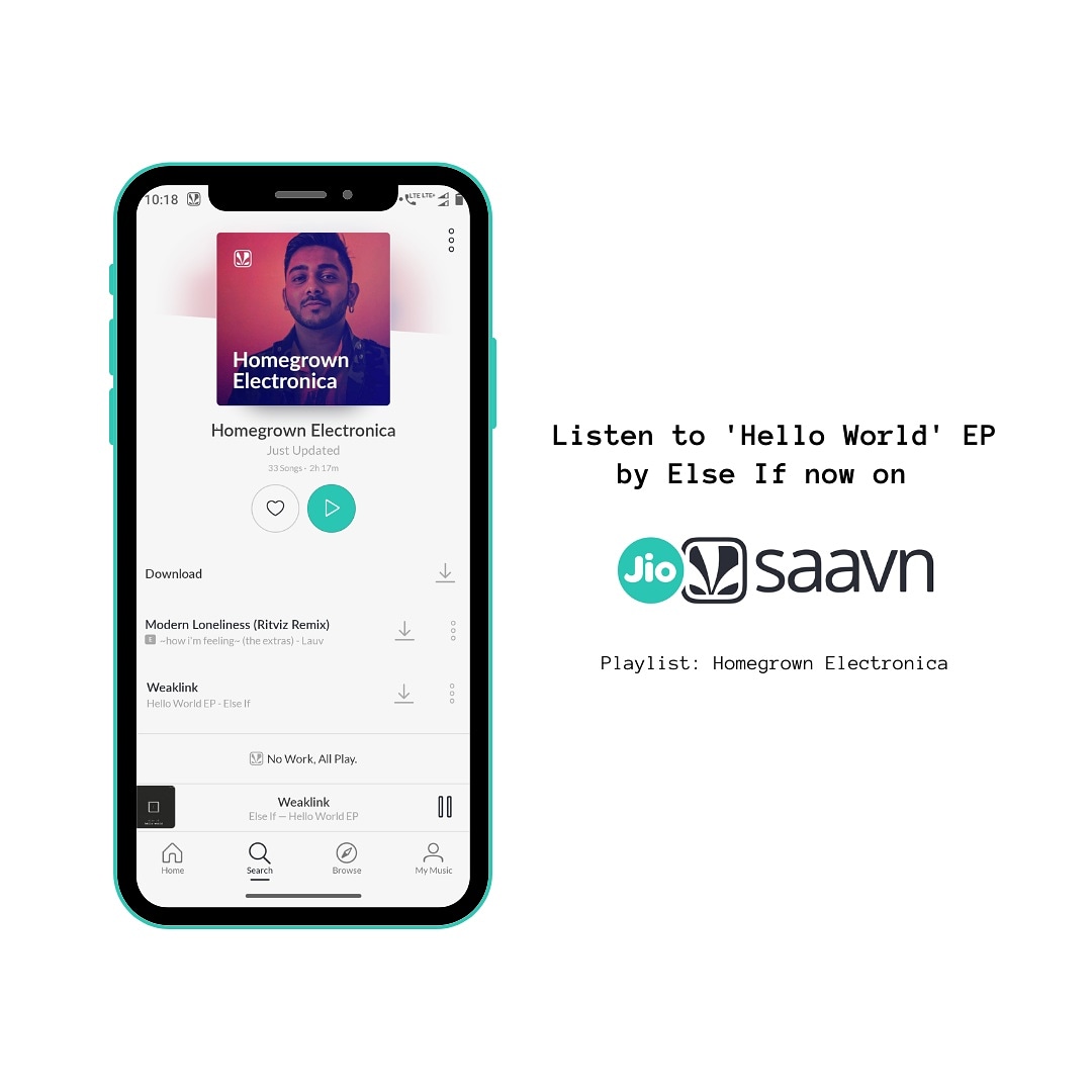 elseifLIVE's tweet photo. Our song 'weaklink' just got featured on @JioSaavn 'Homegrown Electronica' playilist. Check it out!

Link: https://t.co/eupbRgKfzG https://t.co/zFiFza5SbW