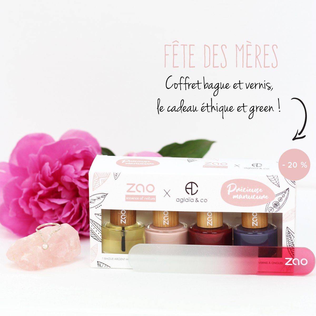 La fête des mères approche 🌸 Découvrez le coffret Précieuse manucure en collaboration avec <a href="/aglaiaco/">AGLAIA</a>
.
.
.
.
.
#fetedesmeres #zaomakeup #zao #makeup #maquillage #makeuplover #makeupbio #makeupnatural #bio #nature