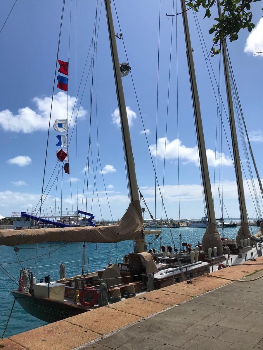 NatlMuseumBDA's tweet photo. @SpiritOfBermuda are flying a secret message w/ signal flags. Using the signal flag alphabet in our online exhibit "Signal Stations and Signalling", can you decode it? We’d love to see your own signal flag messages! https://t.co/3zivPdfOYX 
#athomewithhistory #unitedtogetherbda https://t.co/ELM5Bqtbxm