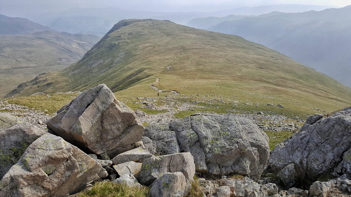 After the relatively easy walk up through Gillercomb you reach the col between Green Gable & Base Brown, the summit of the latter seen here.  #LakeDistrict