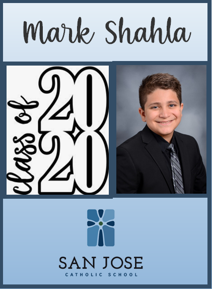 SanJoseCSJax's tweet photo. 8th grade Spotlight of the Day! We are so proud of our 8th graders and are excited to see where their journey leads them. Their presence on our campus will be greatly missed. Congratulations, Class of 2020! #sanjosecatholic #classof2020 #catholicschoolstrong https://t.co/0NjRK2xogQ