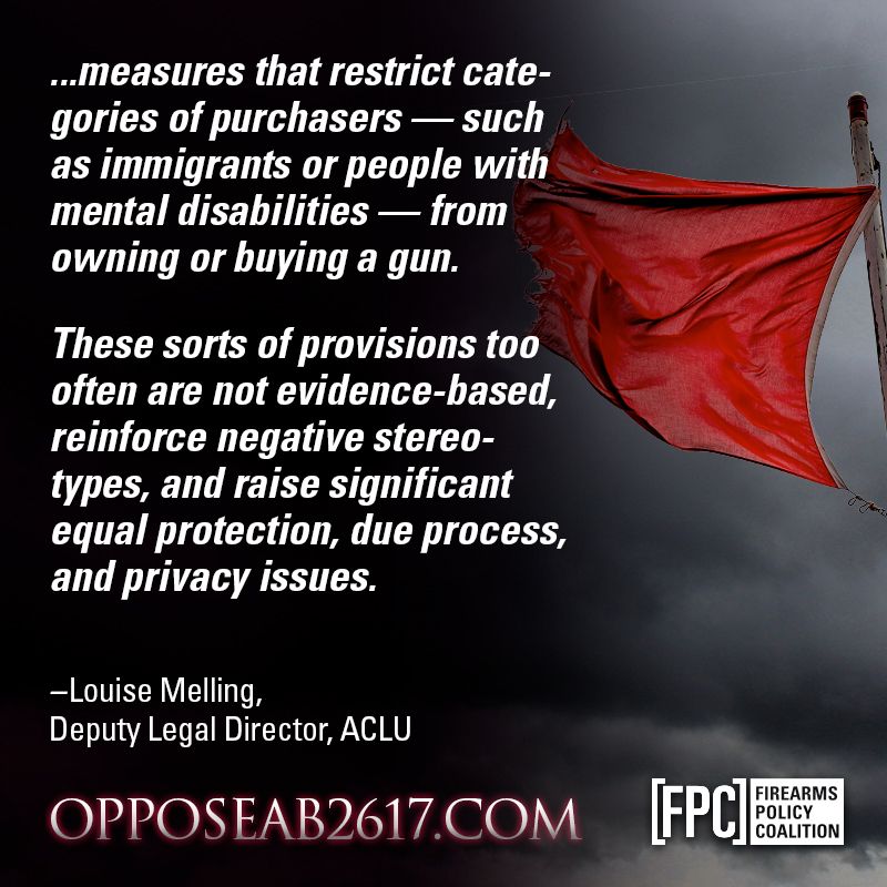 gunpolicy's tweet photo. Red flag laws are another example of discriminatory, due-process-be-damned legislation, and the California Assembly wants to see more of them enforced. Get in the fight and help prevent this expansion at https://t.co/fAejVsyJ52. https://t.co/l4WNH8ICEH