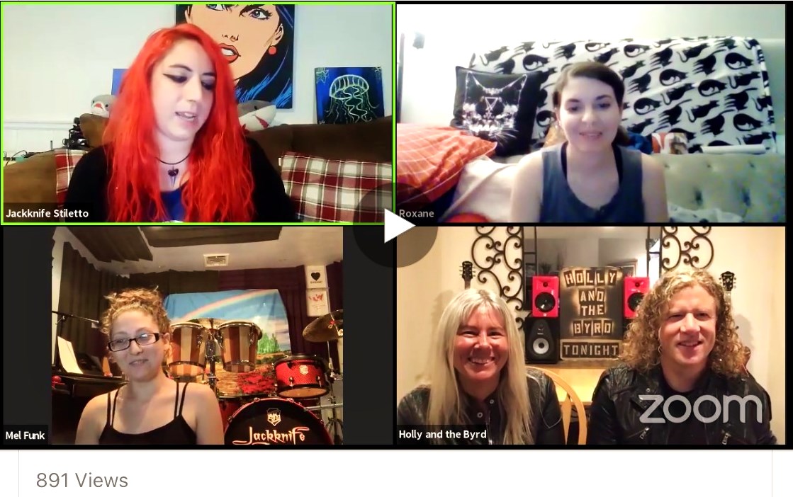 HollyOlsenMusic's tweet photo. #HollyandtheByrd Check out Monday Night's Zoom w/ Jackknife Stiletto @JknifeStiletto #iTunes #Facebook #Reverbnation #Spotify #surfpunk #vagxcore #JoanJett #RocknRollers #BlackheartRecords #JknifeStiletto #PunkRock #Punk #RocknRoll #PunkRockers #FMRadio https://t.co/zRZJmdyd9u https://t.co/bRla1shQ81