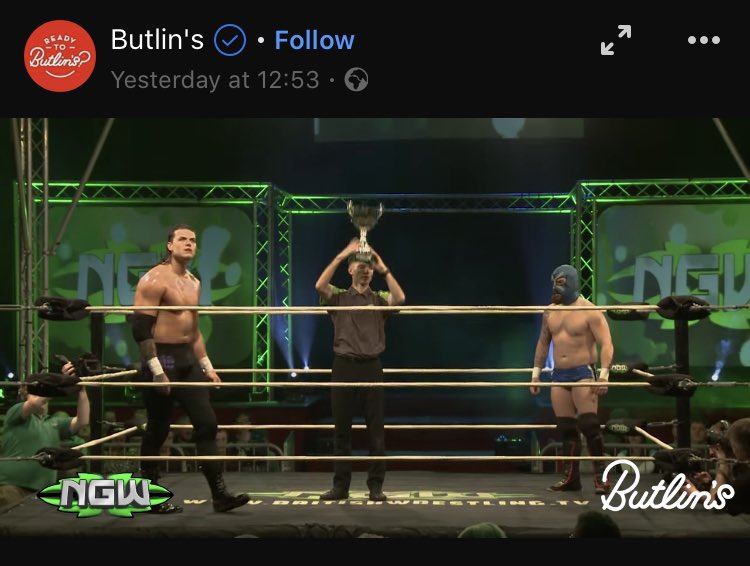 NGWrestlingUK's tweet photo. After last week’s got such great feedback, we’ve teamed up with @Butlins again to provide a match for our brilliant audiences who are missing us just as much as we’re missing them! This week is @StandOut_Steel Vs @Robbie_X_ - Head to their Facebook page to view now #butlinsathome https://t.co/VGbauWumPO