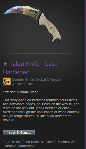 I've been thinking that I'd sell this particular knife for?