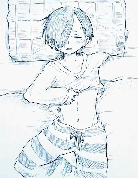 オチ無し落書きを三枚。

①『も少しお腹出したよ』、をも少し描き込んだよ。
市川はやっぱり人気者だなぁ(゜ω゜)

②みつどもえはネタ探しで少しめくると、読むのを止められず全巻一周する。
変動しまくるけど今の一番はおがちん金魚ホルダー。ボエ。
#僕ヤバ
#みつどもえ 
