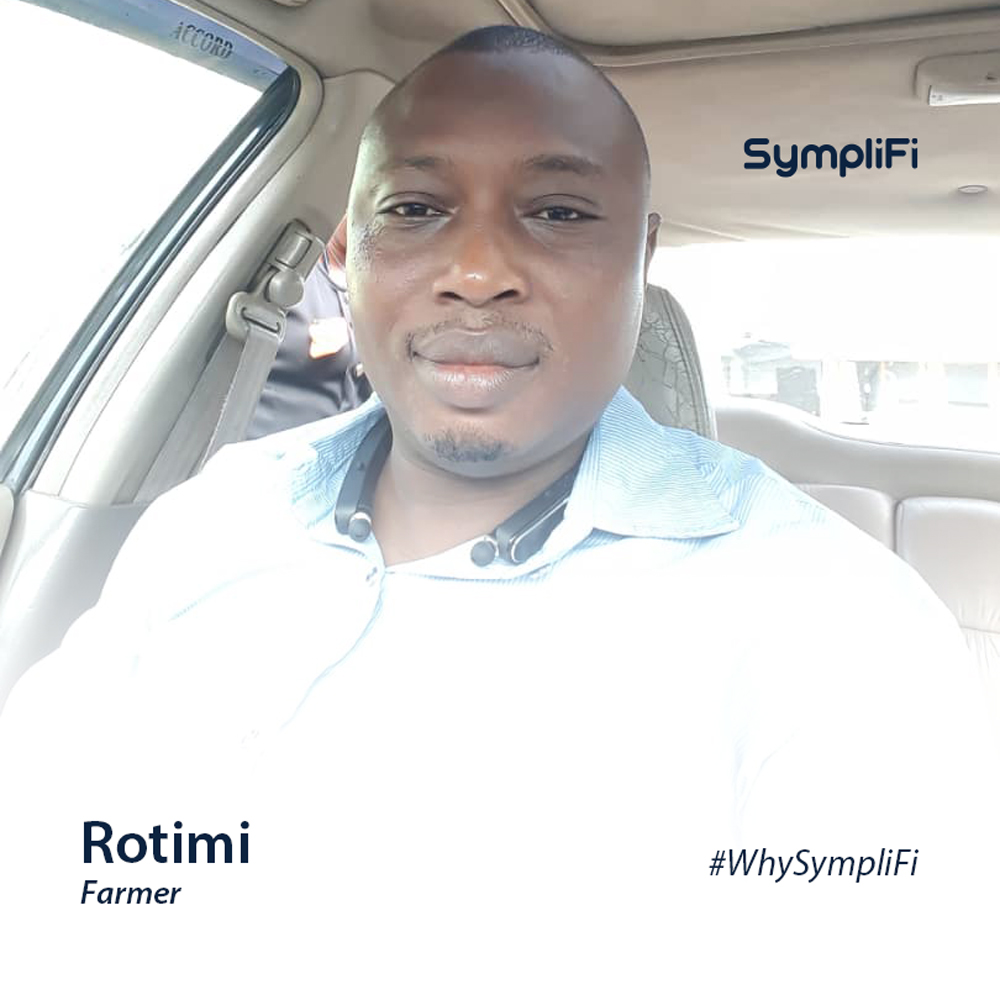 Symplifing's tweet photo. We start the #WhySympliFi series with Rotimi's story.
Rotimi is a farmer in Nigeria who recently secured a loan through our platform, using a family member in the U.K. as a guarantor. He used the money to improve his farm and now he has capacity to produce more. #WhySympliFi https://t.co/EqtkjDmtl5
