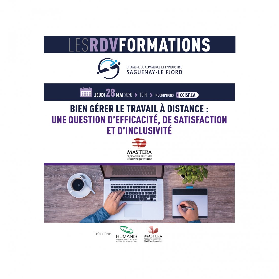 AgenceSat's tweet photo. À ne pas manquer! Jeudi le 28 mai, @MarcTremb en  conférence à la @CCSaguenay en collaboration avec @Mastera_CEGEP. Venez discuter de pistes de solutions sur des stratégies de gestion à distance pour employés en télétravail et dans des réalités diversifiées! #accessibilitéweb https://t.co/gxY1KxUGFc