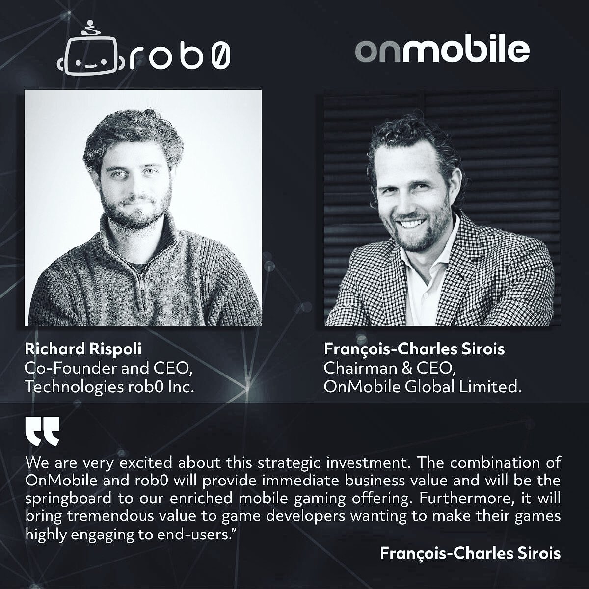 Nous sommes très heureux d’officialiser ce nouveau partenariat avec <a href="/OnMobileGlobal/">OnMobile Global Ltd.</a>, un allié hors pair pour la suite de projets extraordinaires 🤖 bit.ly/2ZCzqn7 #ia #analytics #rentention #ux