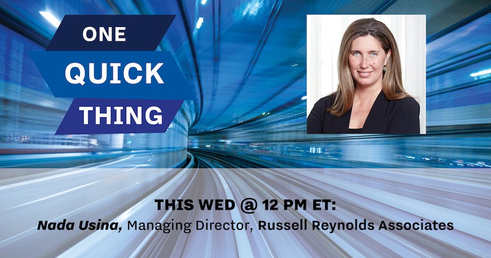 Want to better understand the job market for senior leaders in technology &amp; innovation roles? Join us *today* at 12 PM ET to hear from Nada Usina (<a href="/nadau/">nada usina</a>), Managing Director at Russell Reynolds Associates (<a href="/RRAonLeadership/">Russell Reynolds Associates</a>):

hubs.ly/H0qQ5t70